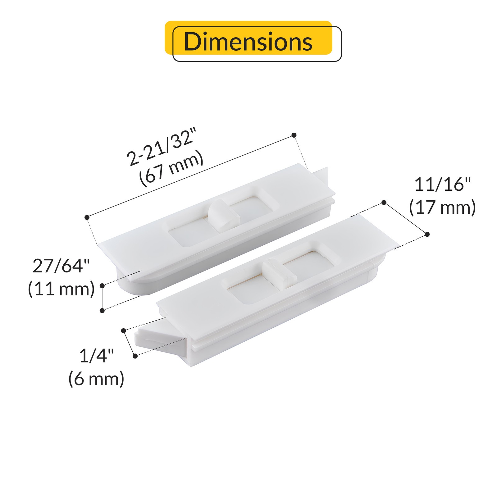 Silver Line Snap-In Tilt Latch Standard Nose Left and Right Hand Set (Pair) Whit gallery
