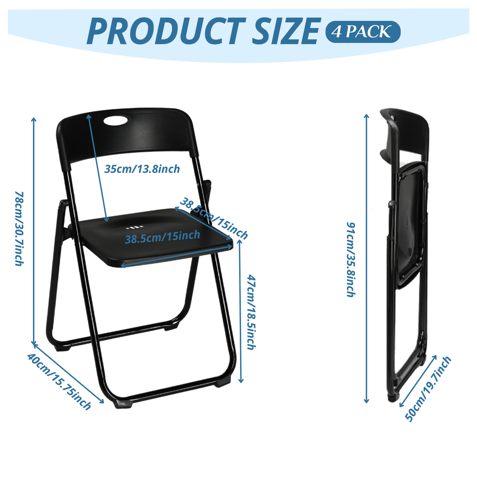 4 PCS In/Outdoor Heavy Duty Plastic Folding Chairs with Reinfoced Steel Frame gallery