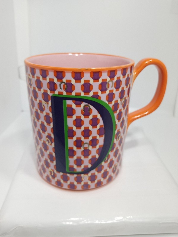 LETTER "D" MONOGRAM MUG. INITIAL "D" COFFEE MUG. ANTHROPOLOGIE MUG. B400 gallery