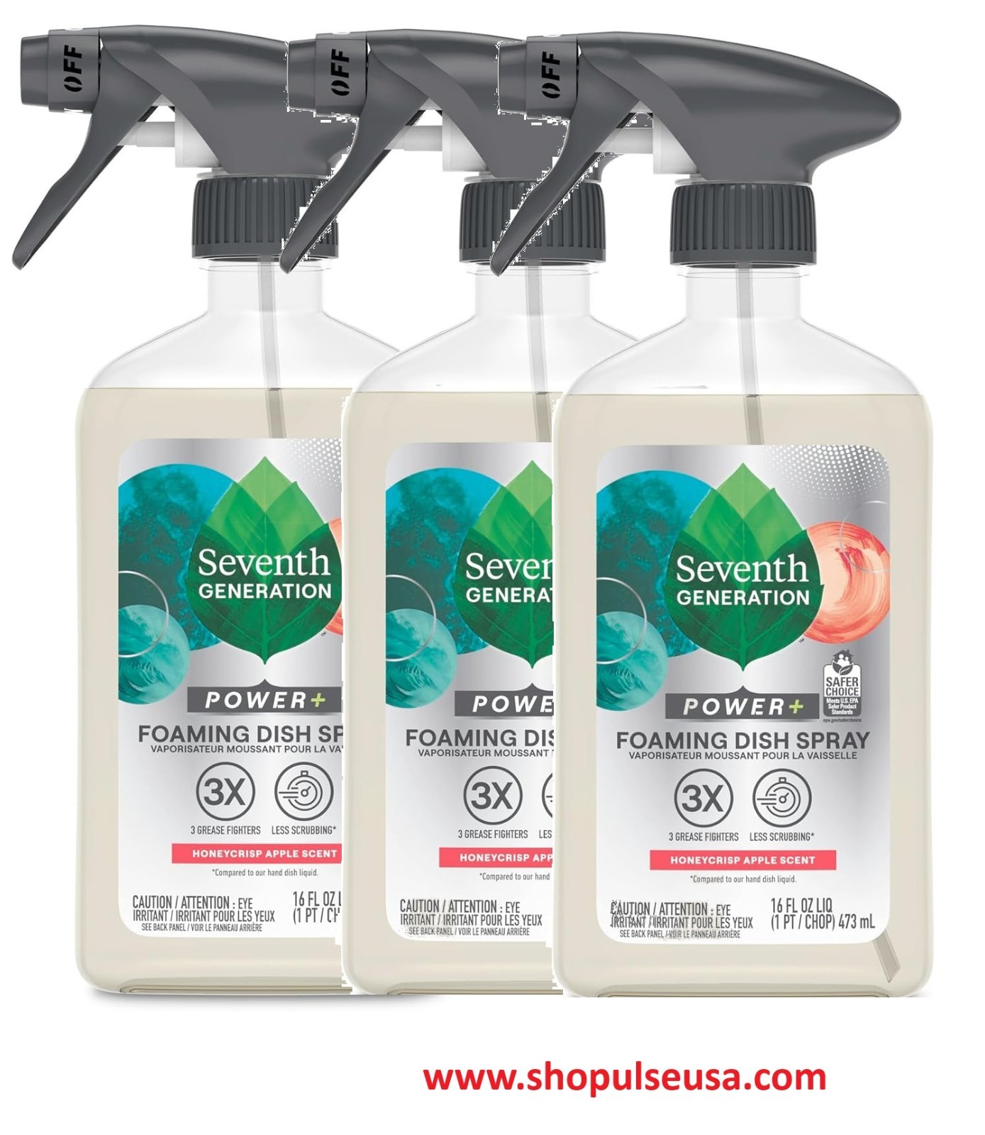 Seventh Generation Foaming Dish Spray, Honey Crisp Apple 16 Fl Oz (3 Pack) gallery