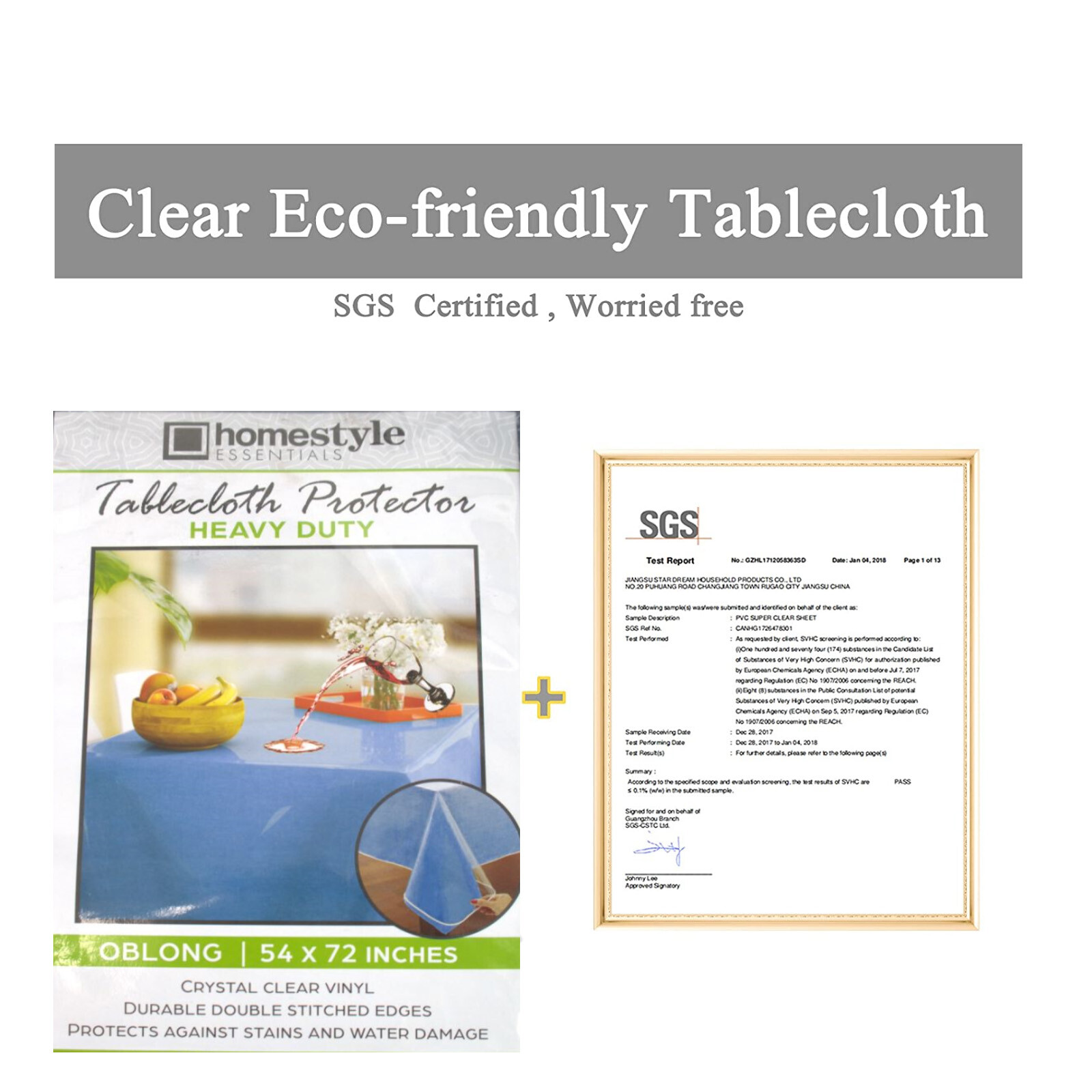Clear Vinyl Tablecloth Rectangle 100% Waterproof Oil Proof Wipeable Table Cover gallery