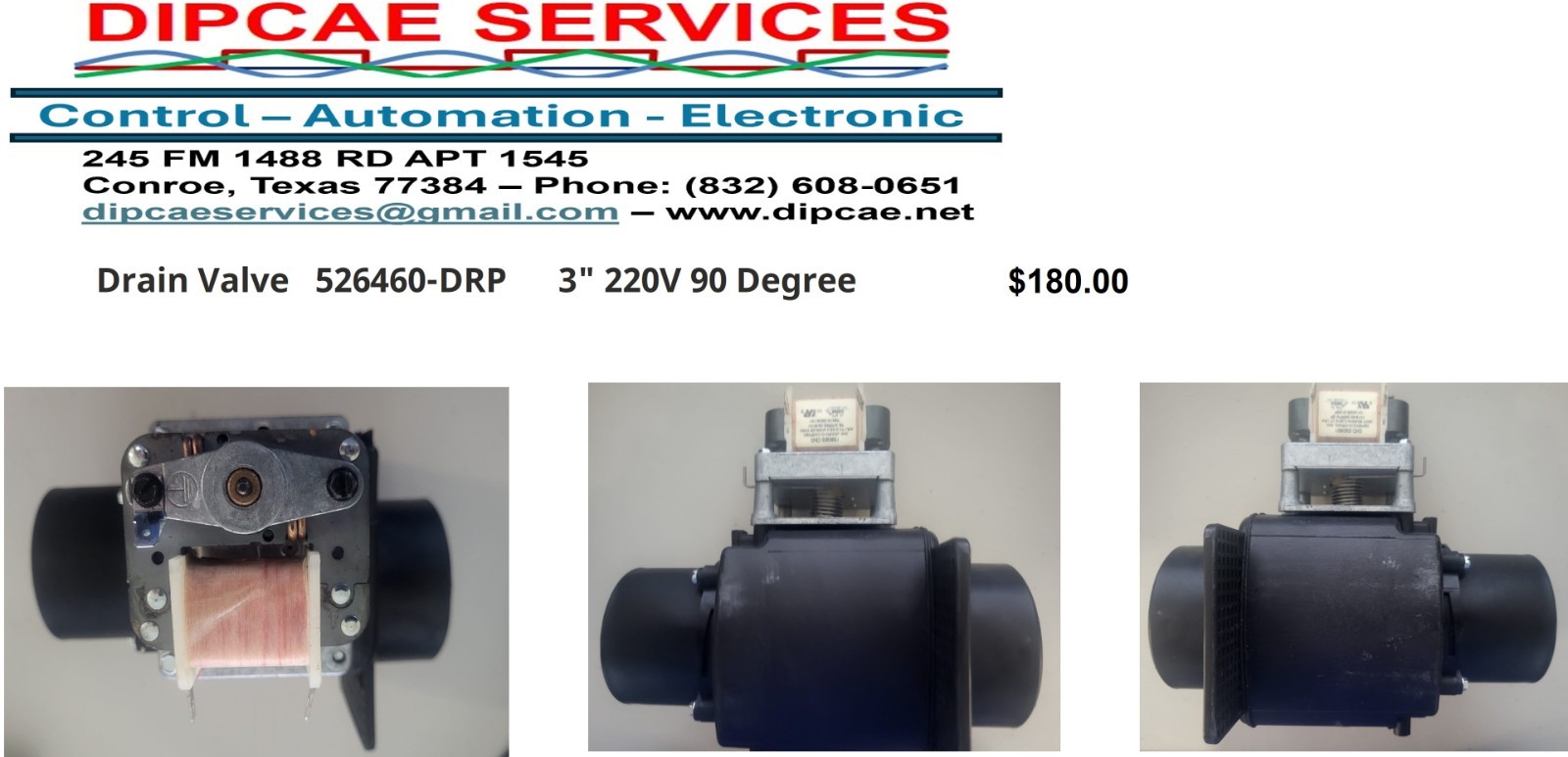 Drain Valve 3" 220 Volts 90 Degree gallery