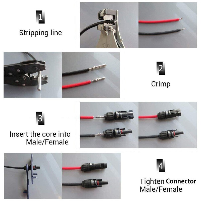 5 Pairs Solar Panel Cable Wire Connectors Adapter Male Female Kit Waterproof 30A gallery