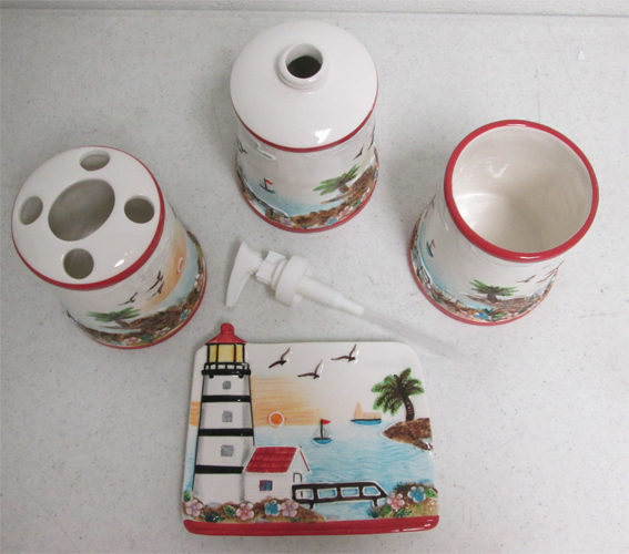 Lighthouse Ceramic 4 PC Bathroom Set. Item #3046 gallery