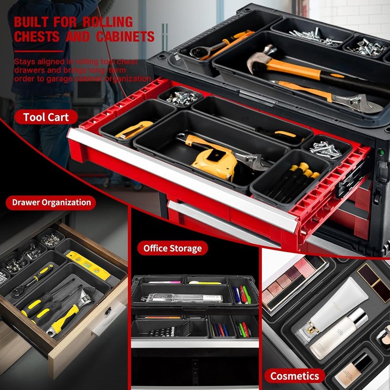 【6 PCS Extra-Large】 Tool Box Drawer Organizer Trays with Non-slip Pads, Heav gallery