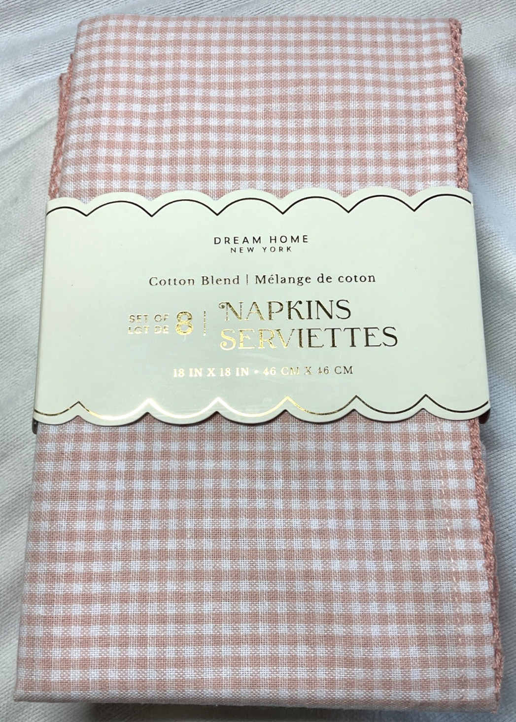 DREAM HOME NAPKINS (8) PINK GINGHAM 18 X 18 COTTON POLYESTER NIP gallery