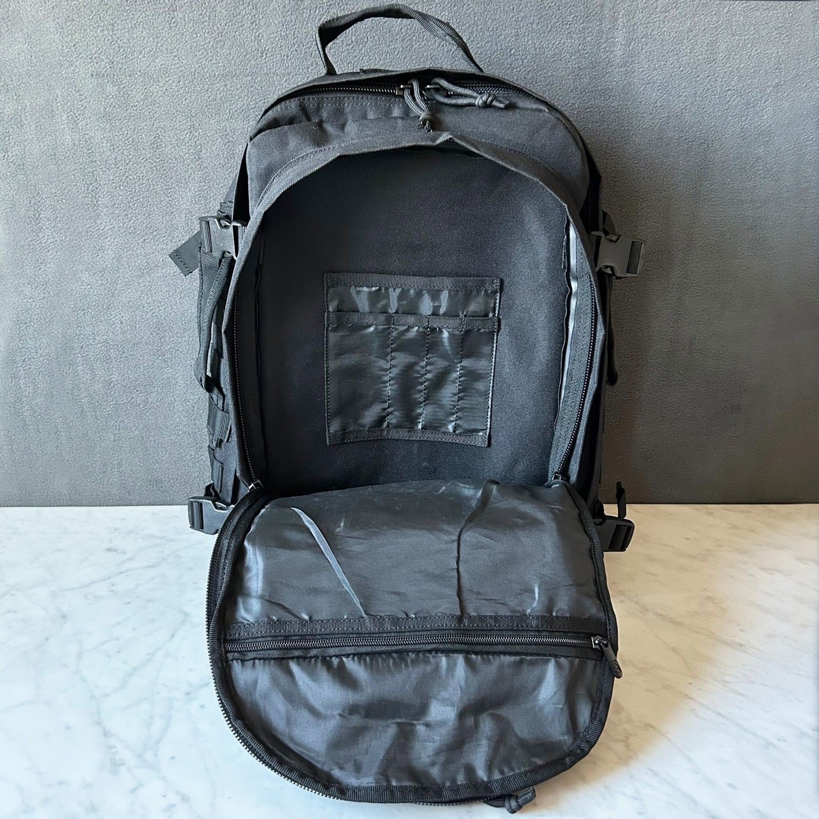 Highland Tactical Black Rumble Backpack Molle Webbing Water Resistant Pack 5