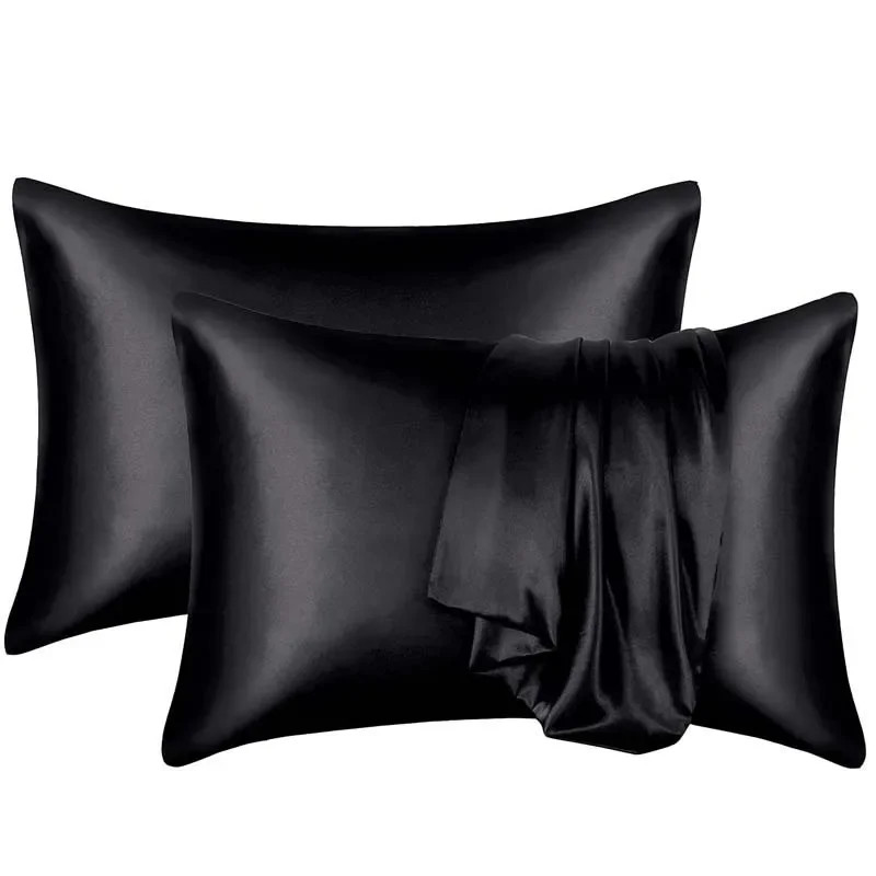 Solid Silk Pillowcases Decorative Luxury Cushion Cover Envelope Style Hair Skin gallery