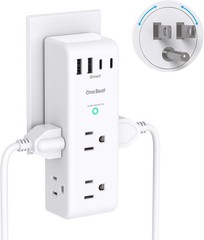 Surge Protector Outlet Extender – with Rotating Plug, 6 AC Multi Plug Outlet