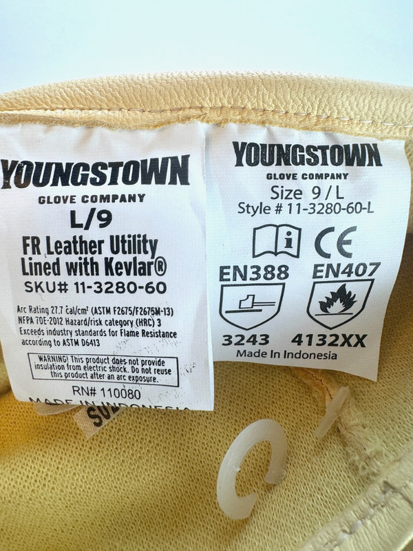Youngstown Leather Utility Gloves Lined with Kelvar Size L (9) 11-3280-60 NEW gallery