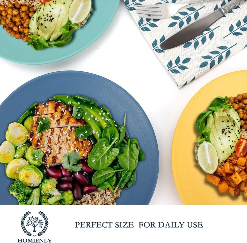 Wheat Straw Plates Unbreakable Flat Salad Plates Set of 8 Reusable Dinner Plate gallery