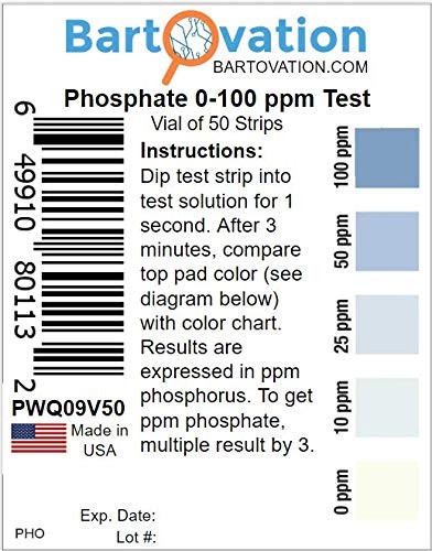 Phosphorus and Phosphate Detection Test Strips, 0-100 ppm [Vial of 50 Strips] gallery