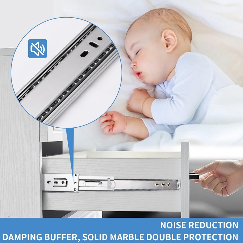 10 inch Drawer Slides 4 Pairs (8pcs) Soft Self Close 10inch-250mm, Silver gallery