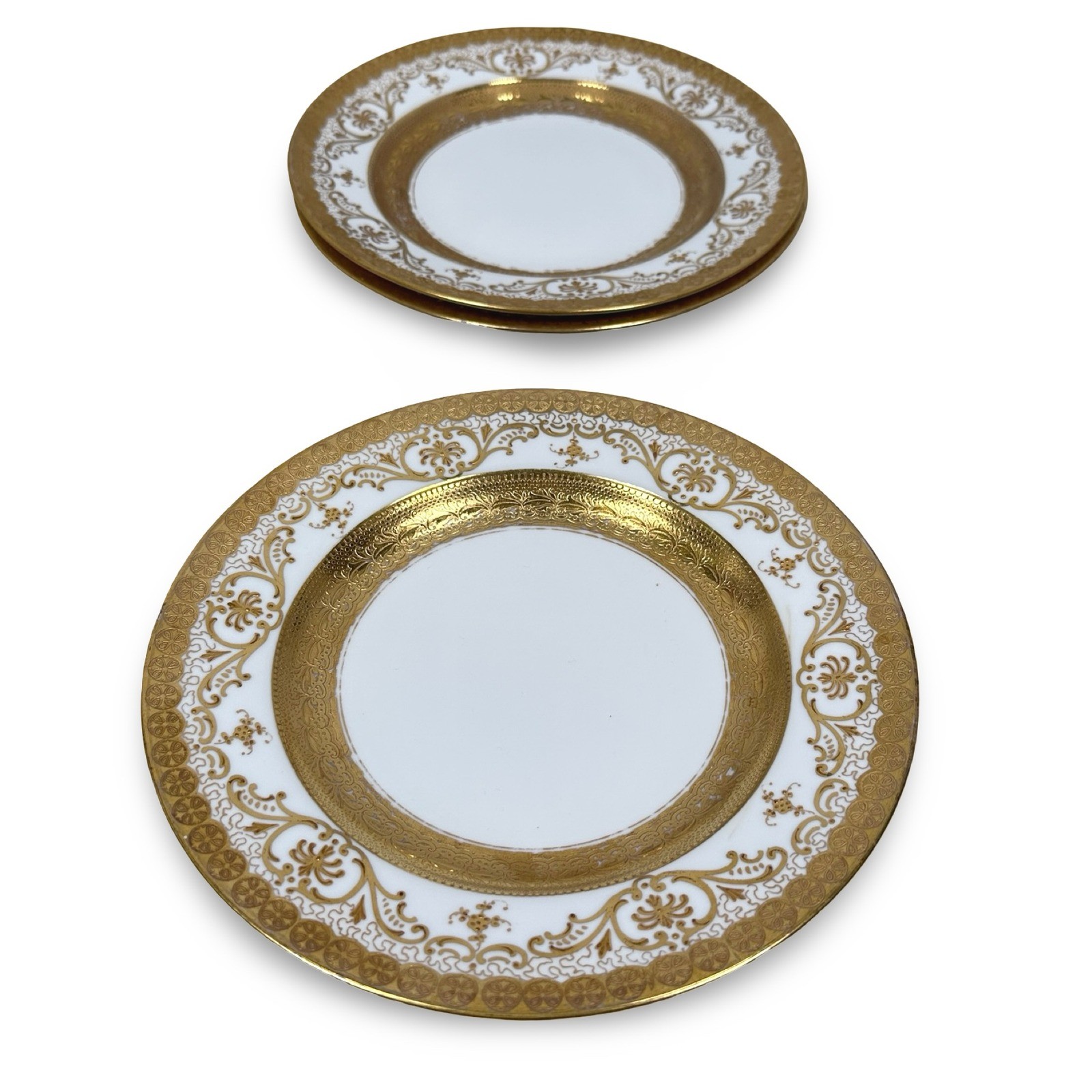 Crown Sutherland England for Stern Brothers Gold Encrusted Salad Plates Set of 3 gallery