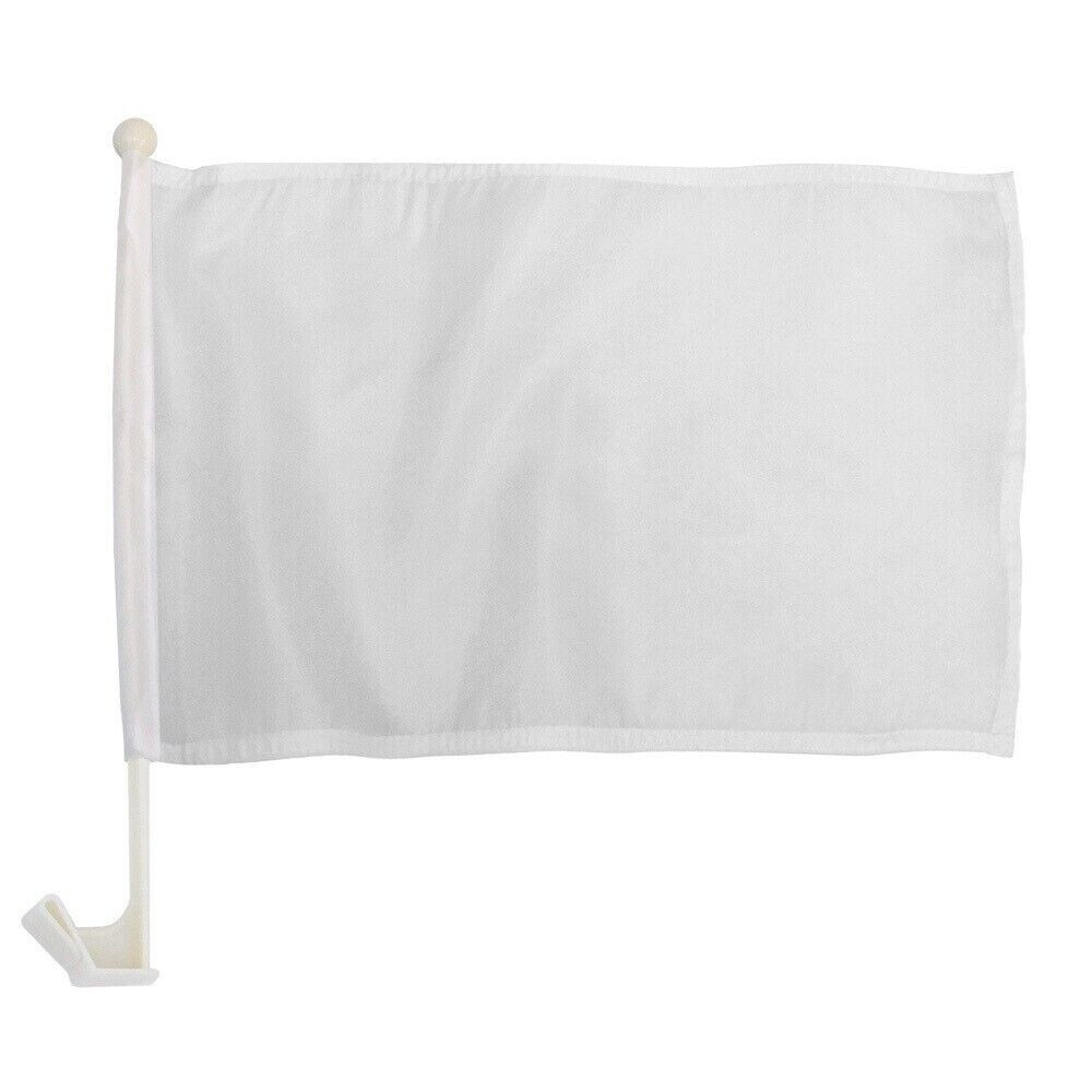 SOLID WHITE PLAIN BLANK CAR FLAG Car Window Flag 100D FABRIC gallery