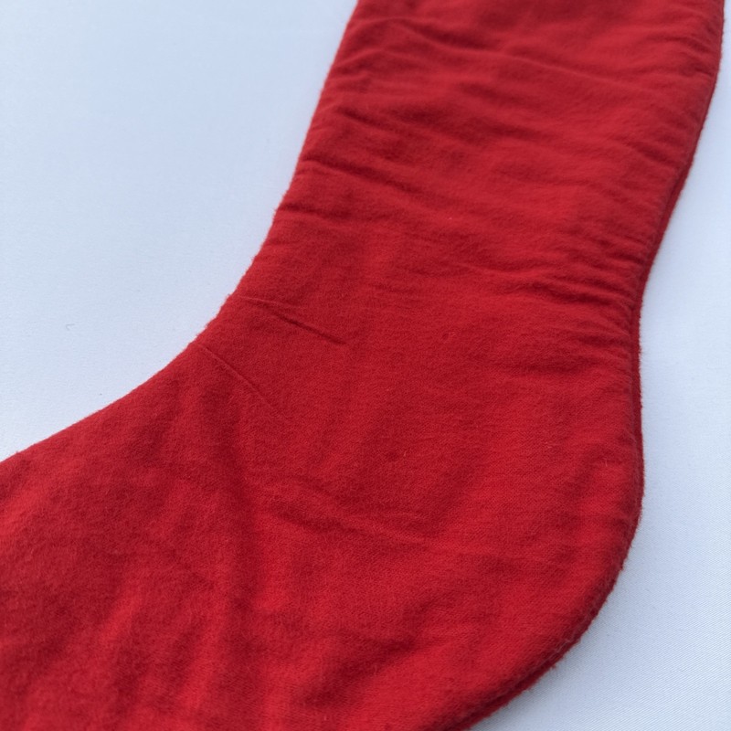 Vintage Needlepoint Christmas Stocking Wool Santa St Nick Tree Gifts Blue Red gallery
