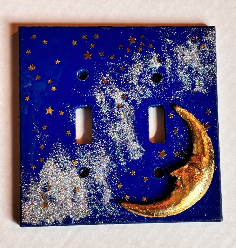 Celestial Light Switch Cover, 90s Vintage Inspired, Whimsical Moon & Star Plate gallery