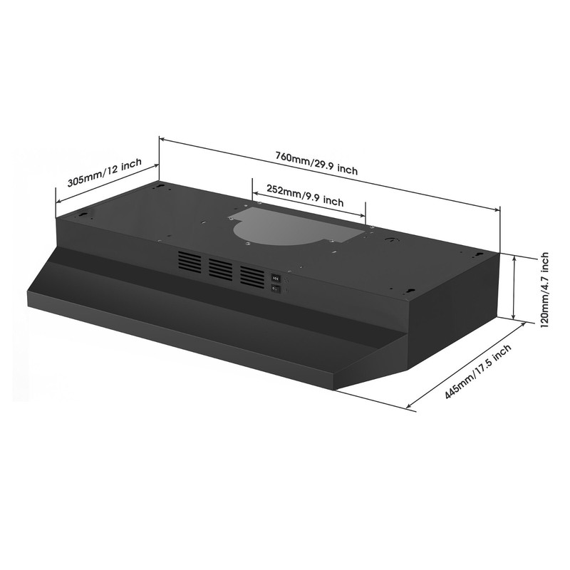 30inch Kitchen Under Cabinet Range Hood 2 Speed 230CFM Vent w/LED Black gallery