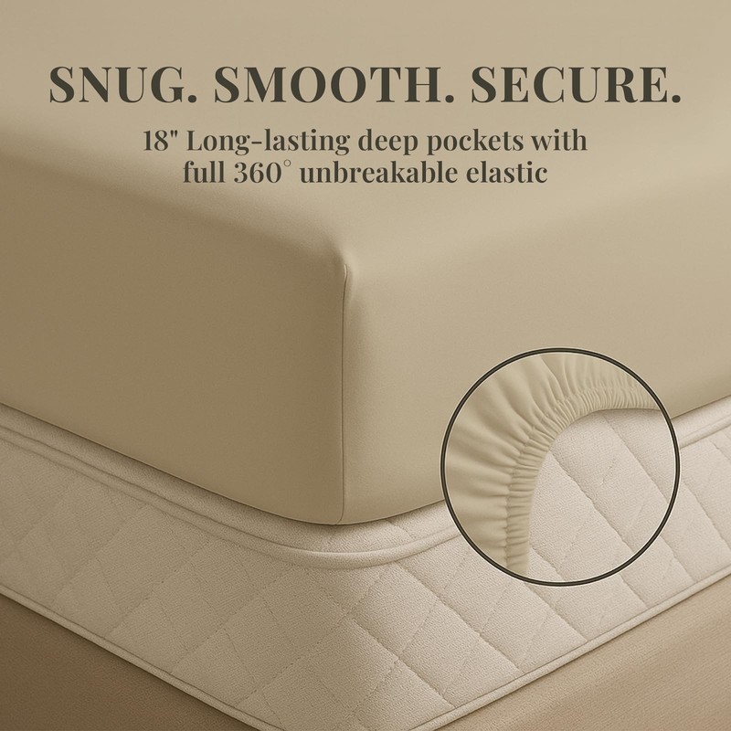 Sacred Thread Rayon Derived from Bamboo King Sheets 18" Deep Pocket Cooling gallery