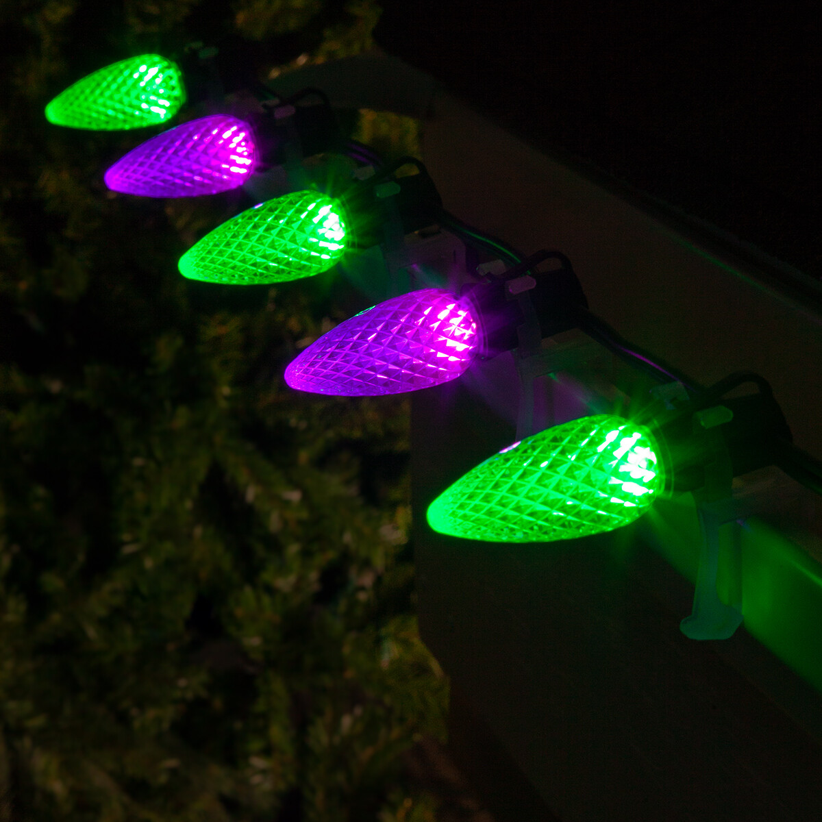 50 C9 OptiCore LED Halloween String Lights Purple Orange Green, Black Wire 50ft gallery