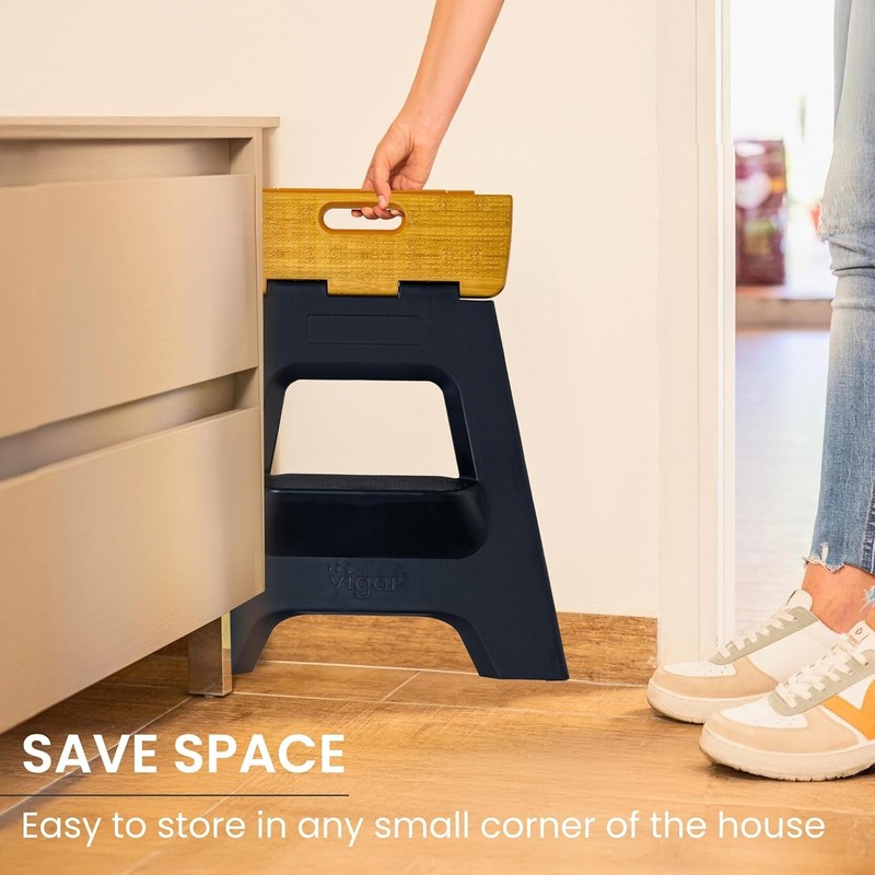Compact Step Stool Foldable, 16" 2-Step Stools for Adults up to 330lbs- Non-Slip gallery