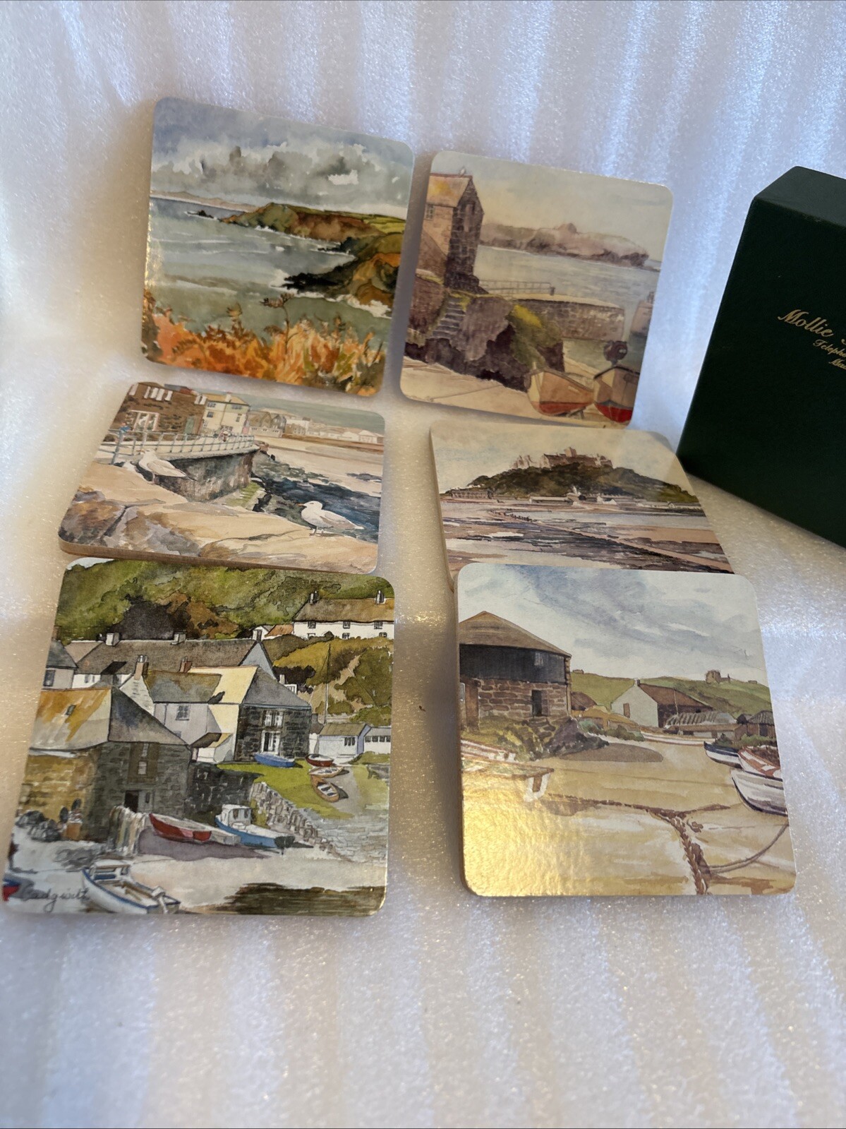 Cornwall CorkBacked 6 Coasters New In Box By Mollie Fisher 3.5/8” Seaside (a38 gallery