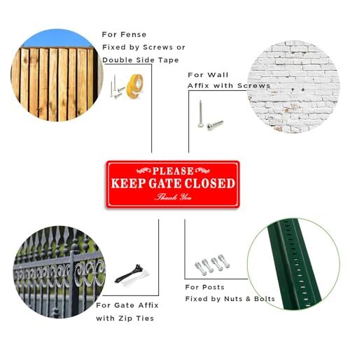2 Pack Please Keep the Gate Closed Matal Sign - Brushed Aluminium Durable Ink... gallery