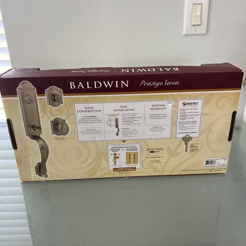 Baldwin Prestige Series Matte silver Deadbolt Cylinder Front Door Handle Set gallery