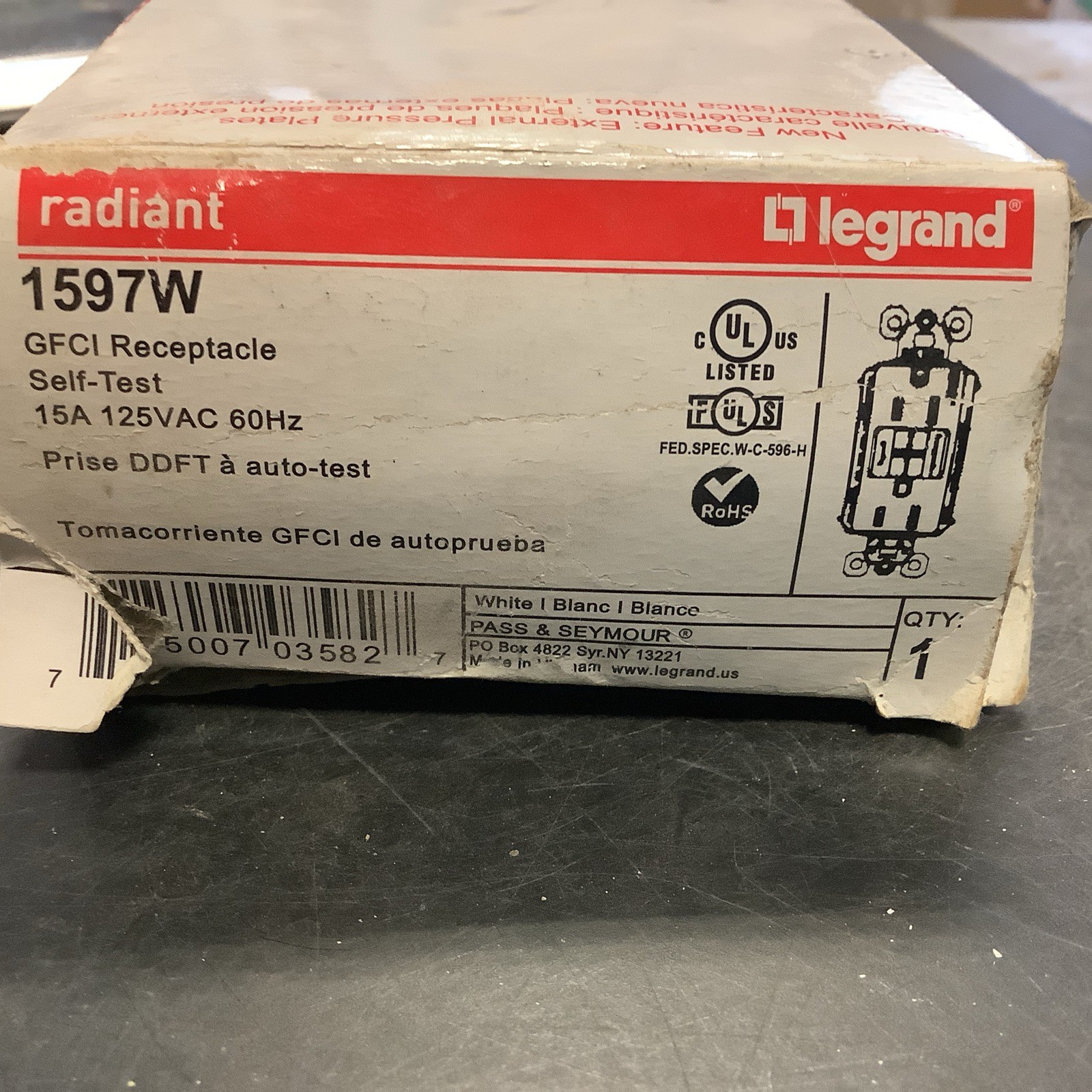 Legrand Radiant 1597W GFCI Receptacle Self-Test 15A, 125VAC, 60Hz gallery
