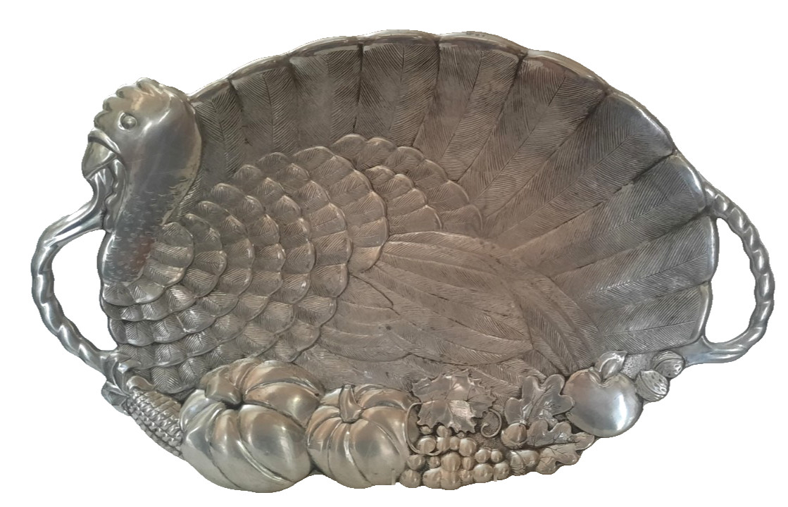 Lenox Handled Turkey Platter Metal Serving Tray 24" Large Holiday Thanksgiving gallery