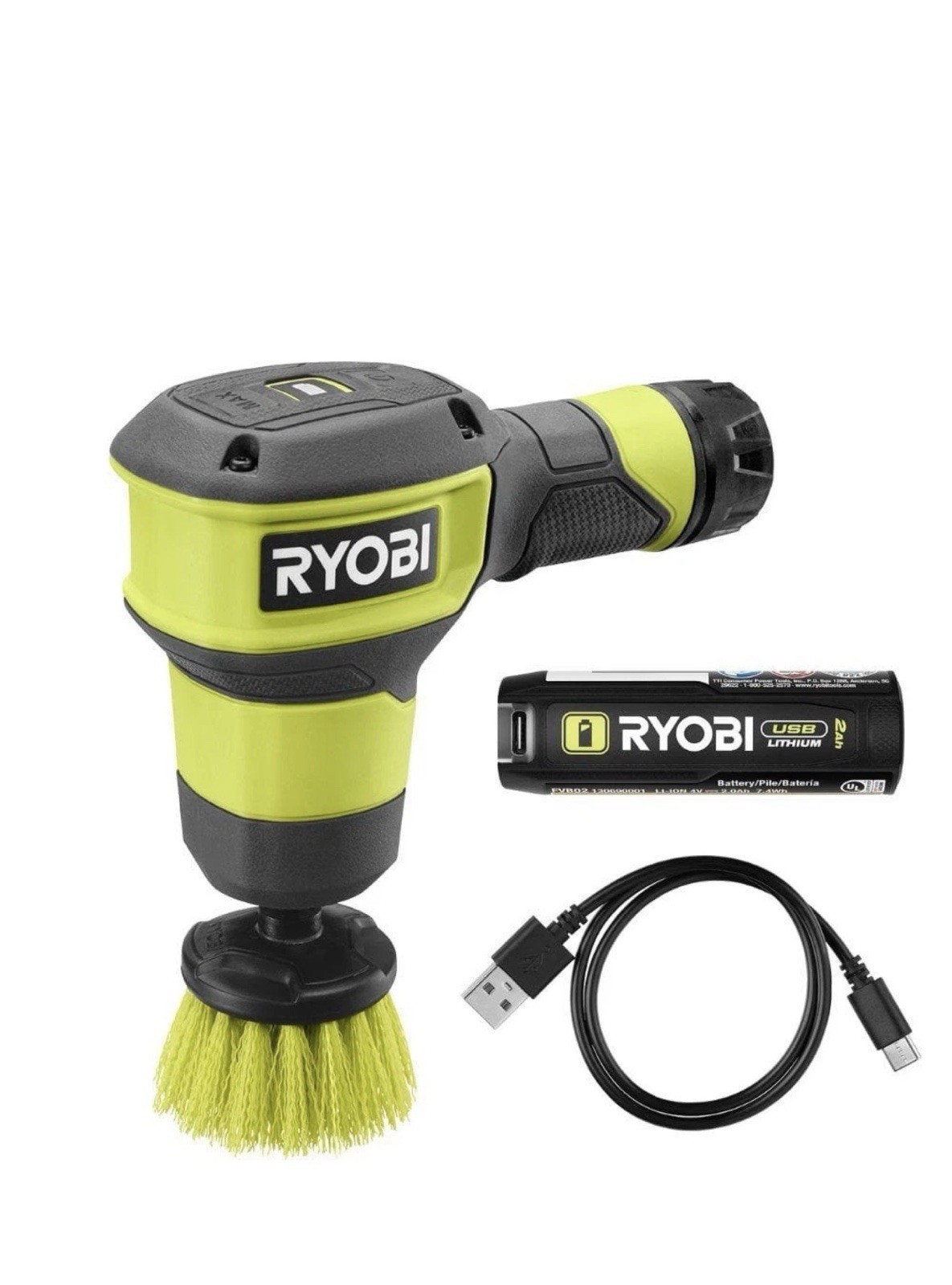 RYOBI FVG51K USB Lithium Compact Scrubber Kit w/ 2.0 Ah Battery & USB Cord *New* gallery