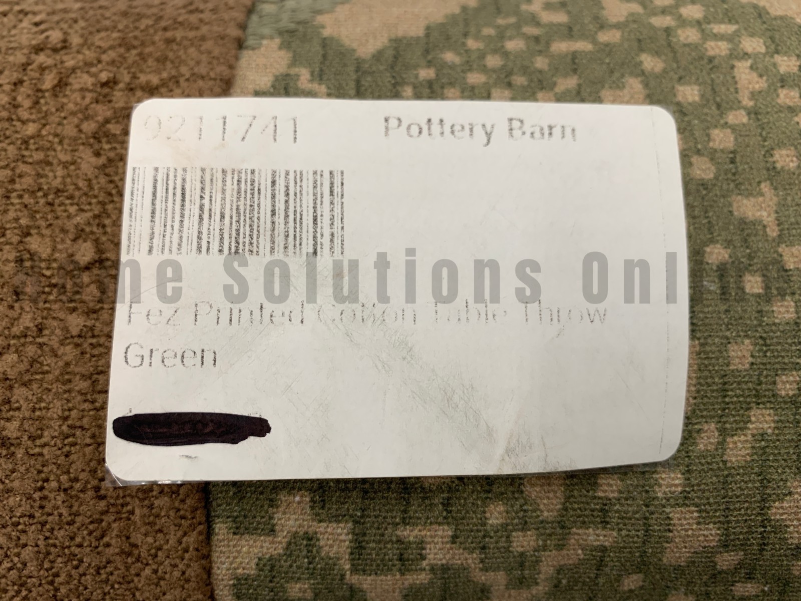 Pottery Barn Fez Printed Cotton Tablecloth Throw Green 50" Sq #S4090 gallery