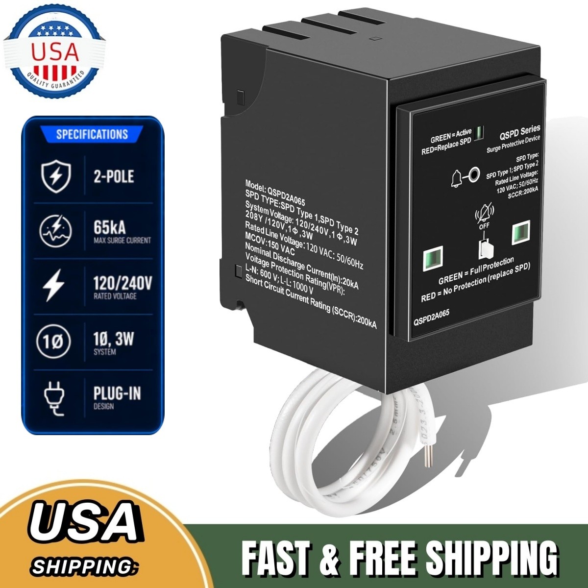 Replacement for Siemens QSPD2A065P Plug-in Surge Protection Device, 2-Pole 65kA gallery
