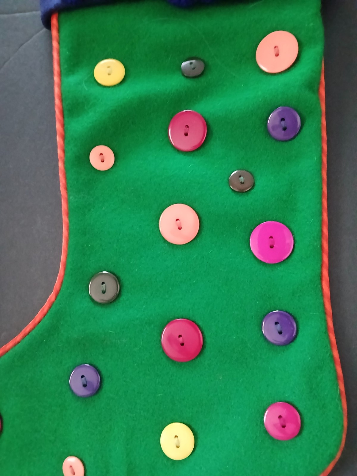 Crate & Barrel Christmas Stocking Buttons Pom-poms 80% Wool gallery