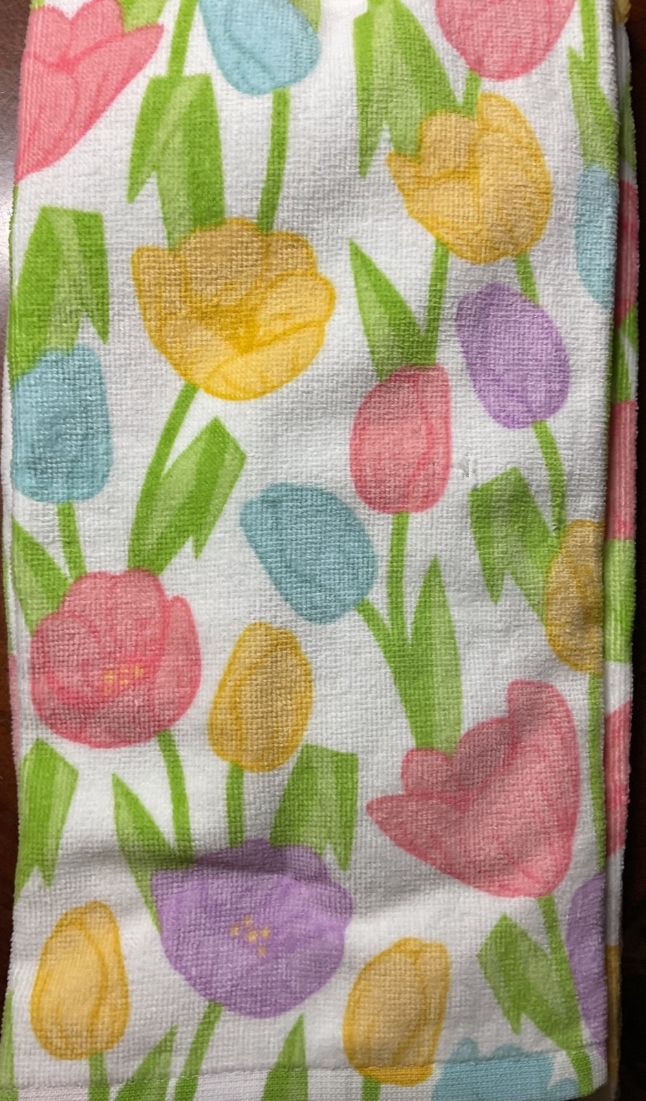 T-FAL KITCHEN TOWELS (2) TULIPS YELLOW PINK PURPLE GREEN PLUSH 100% COTTON NWT gallery
