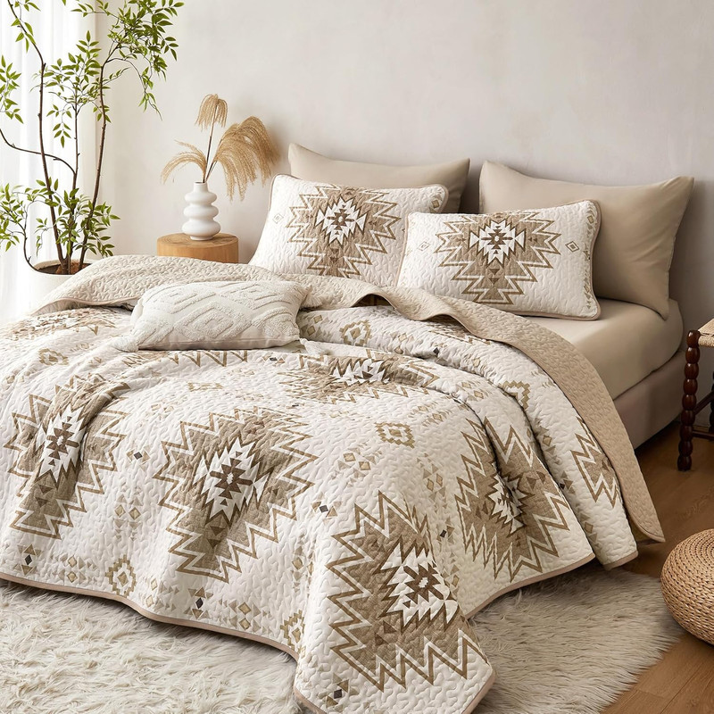 Rustic,Farmhouse Style/Aztec Geometric Patterned Bedspread Sets - GG Home gallery