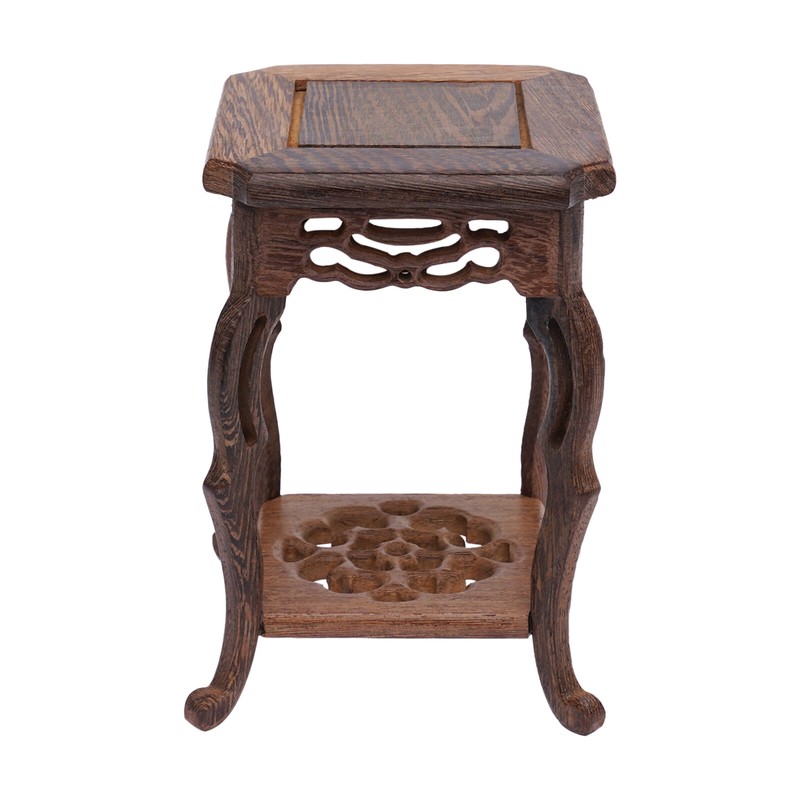 Square Tree-root Carved Bonsai Base Display Stand 10*10*15 5cm Oriental gallery