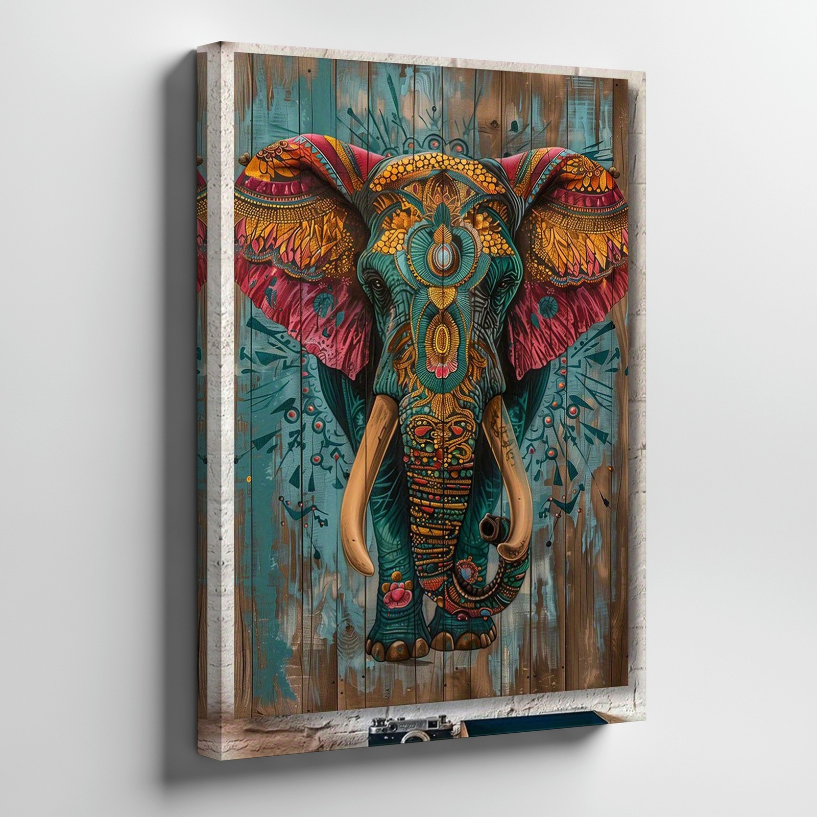 Colorful Elephant Mandala Tribal Canvas Wall Art Wildlife Wall Decor Print gallery