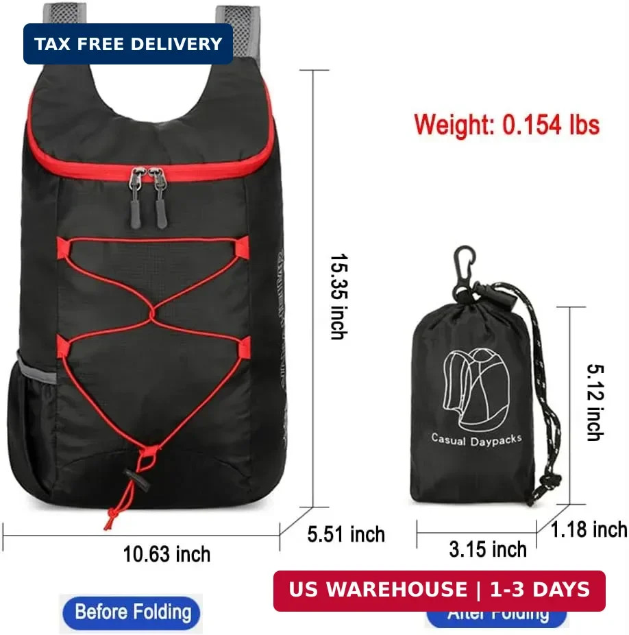 Lightweight and Thin Foldable Backpack, Climbing Bag, Hiking Daypack,15L Waterpr 2