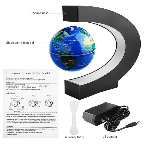 Magnetic Levitation Floating World Map Globe with C Shape Base, Floating Glob... gallery