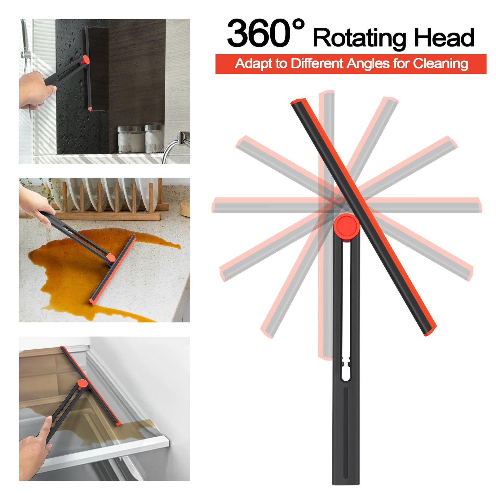 Shower Squeegee for Glass Doors with 2 Pack Multi-Purpose 360° Rotating Windo... gallery