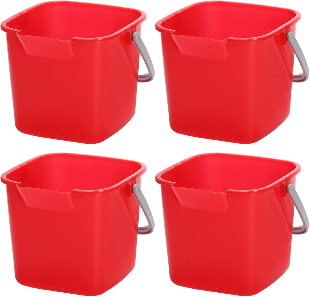 4 Pack Sanitizing Buckets, 3 Quart Small Cleaning Pail, Square Detergent Buck...