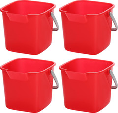 4 Pack Sanitizing Buckets, 3 Quart Small Cleaning Pail, Square Detergent Buck…