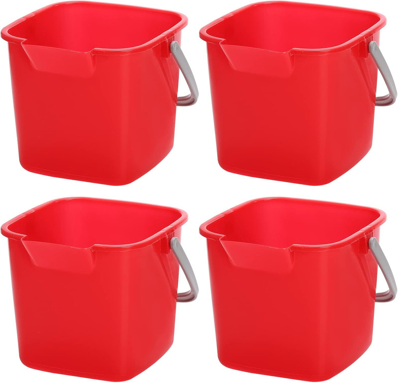 4 Pack Sanitizing Buckets, 3 Quart Small Cleaning Pail, Square Detergent Buck... gallery