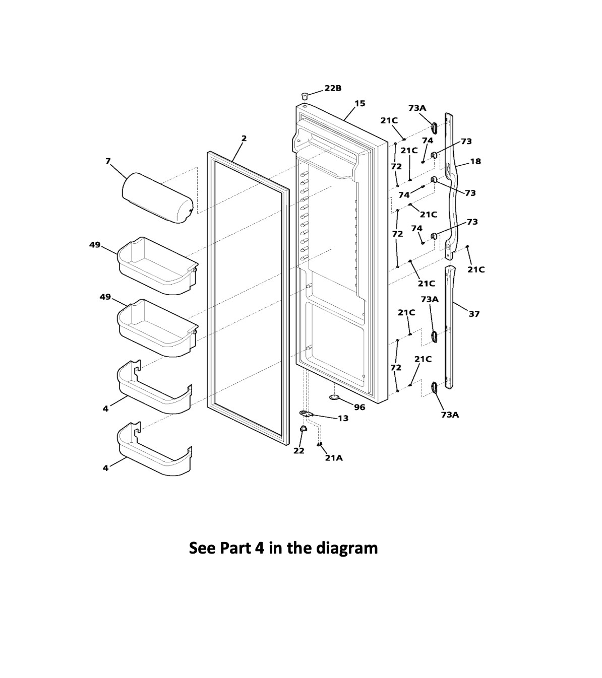 For Frigidaire Kenmore Refrigerator 16 In Lower Door PM1475112X93X1 gallery