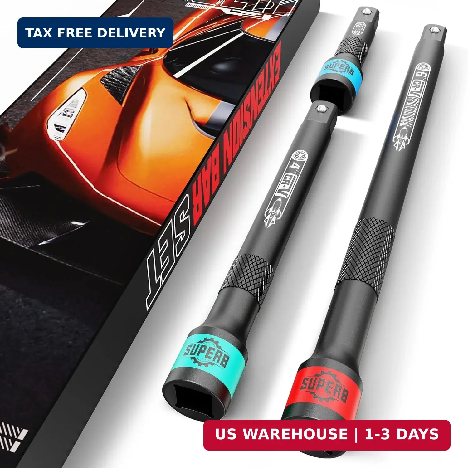 3 Pcs 1/4" Drive Impact Extension Bar Set, 2" 4" 6" Length Socket Extension, CR- gallery