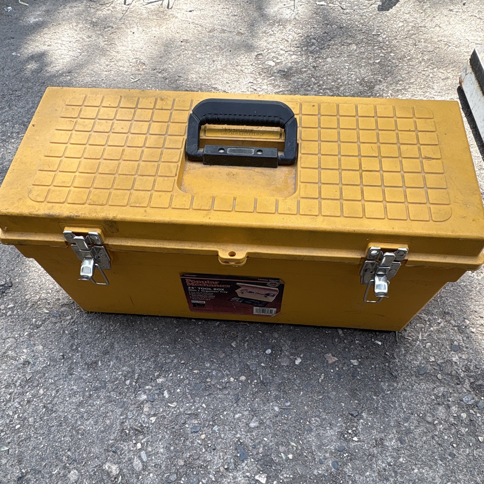 Popular Mechanics 24" Plastic Tool Box Yellow/Black w/ Tray Handle PM06585 gallery