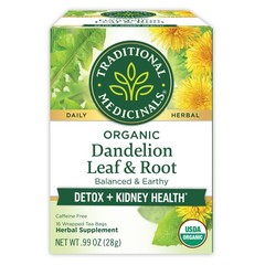 Organic Dandelion Leaf & Root Tea 16 Bags Detox Digestion Caffeine-Free Non-GMO