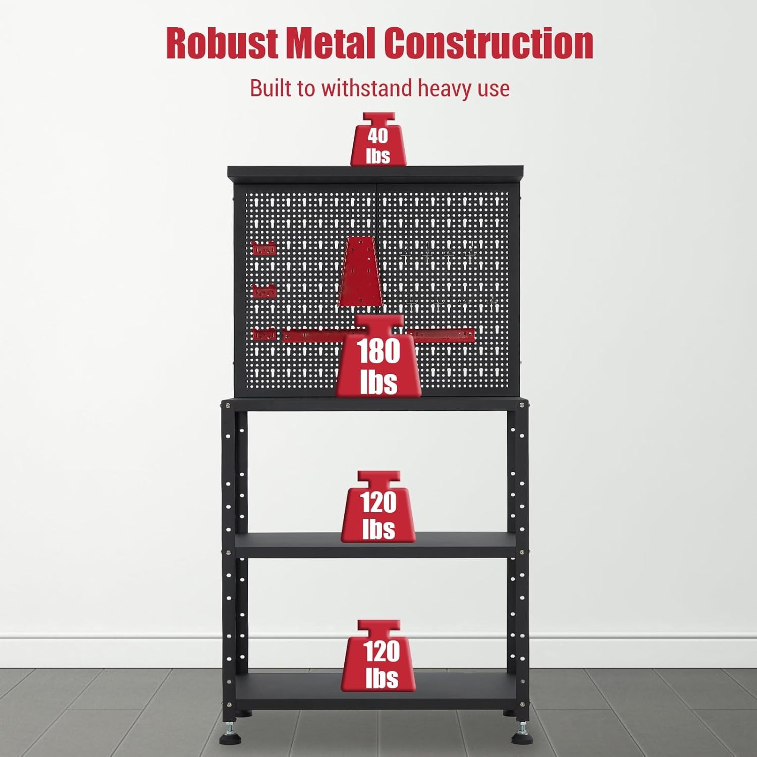 Workbench with Pegboard Heavy Duty Steel Work Table with Hanging Kit Workstation gallery