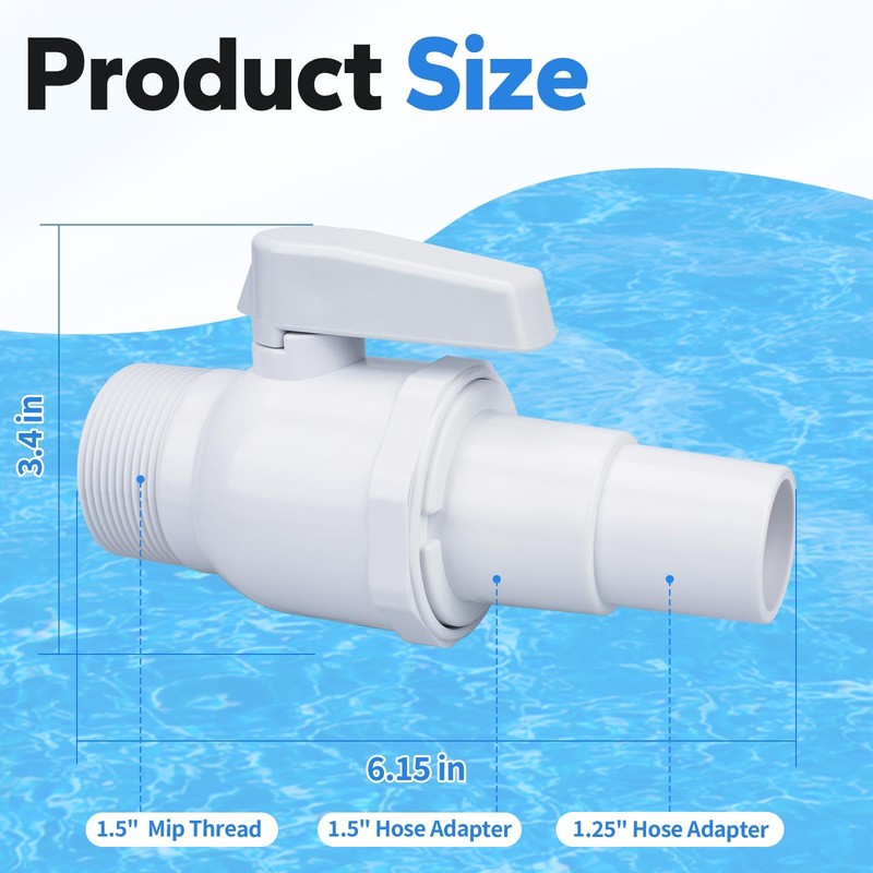 Pool Shut Off Valve with Hayward SP0729 Econoline 2-Way Valve, 1.5" MIP x 1.5... gallery
